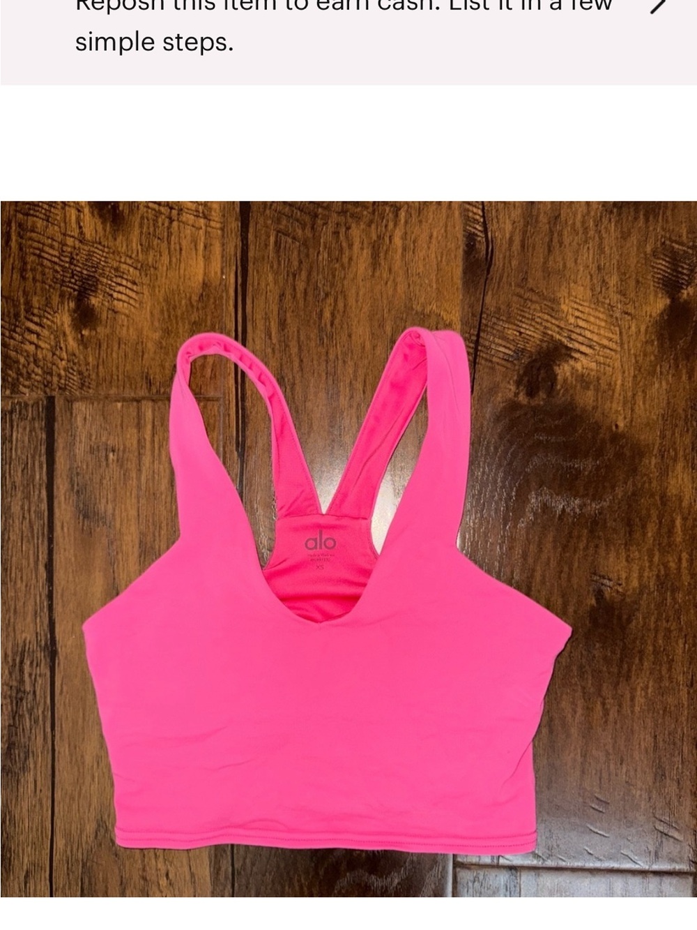 Alo Airbrush Real Bra Tank Size XS Pink Fuchsia NWOT